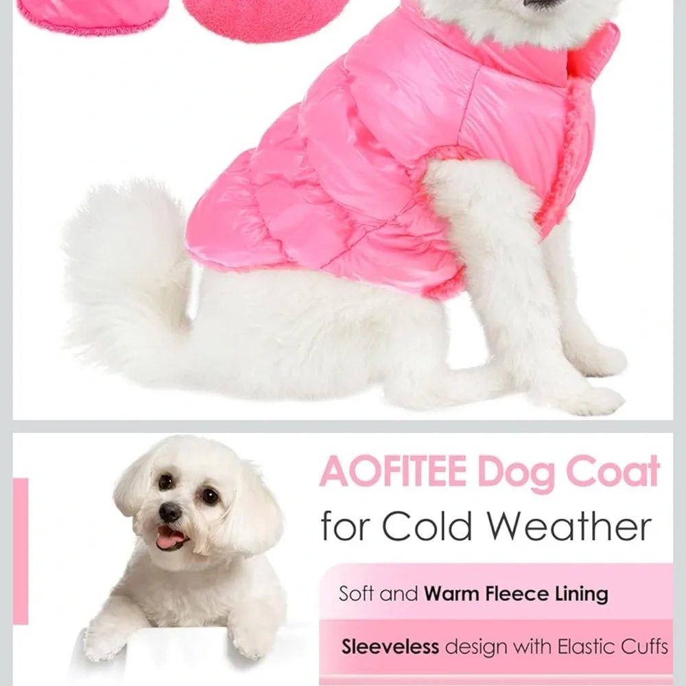 Brand new pink puffer dog jacket – Size Medium 💗🐶